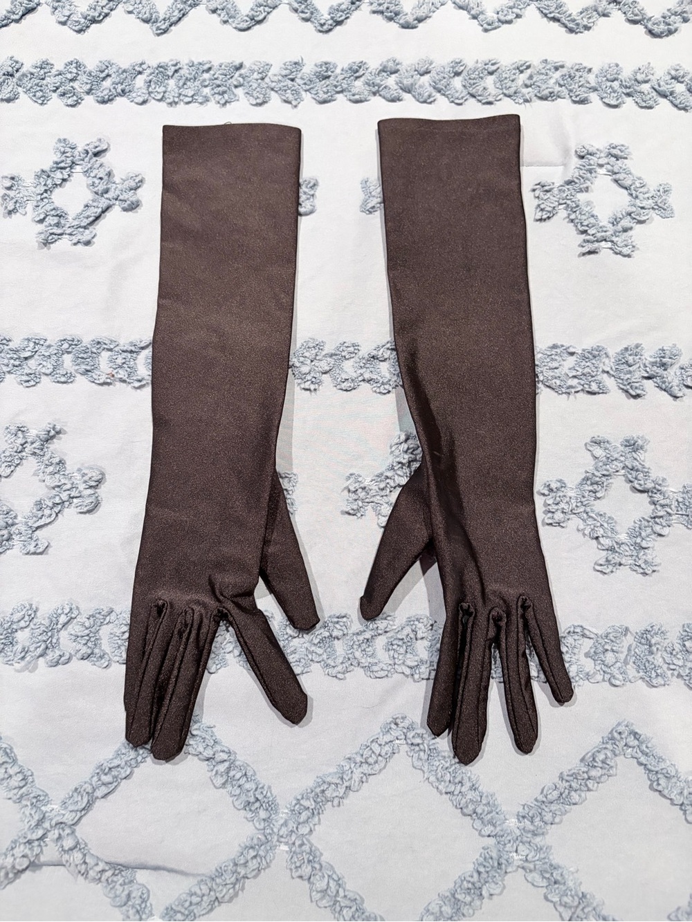 Black Long Opera Gloves Stretch Nylon Spandex One Size 15” Formal Costume